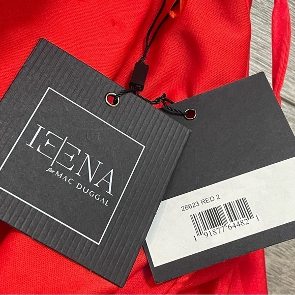 Ieena Mac Duggal Sleeveless Halter Pleated Open Back Gown Red Sz 2 NWT 26623 - Picture 11 of 13